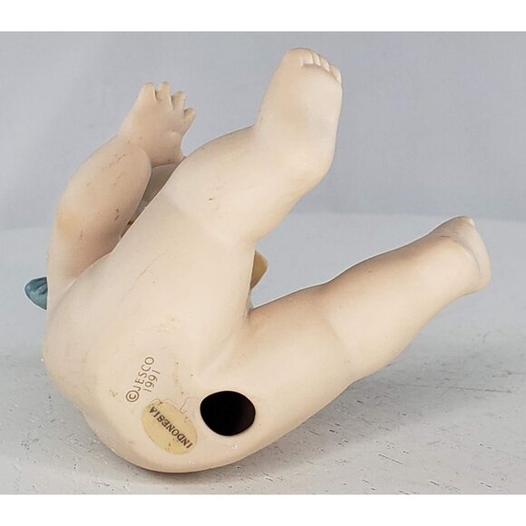 Jesco Kewpie Baby Figurine Porcelain Blue Wings 1991 Indonesia - Picture 5 of 6